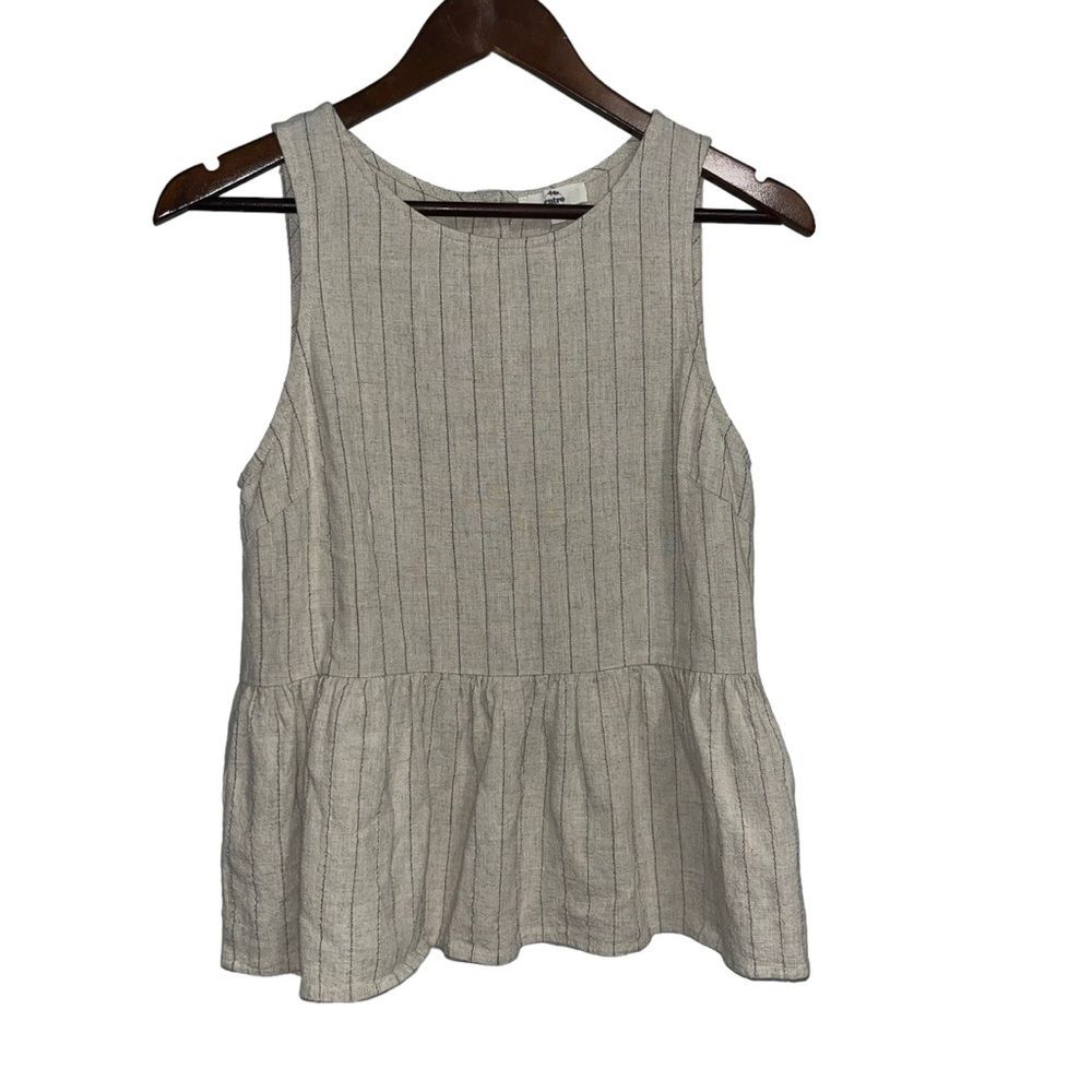 Urban Outfitters Entro Striped Linen Peplum Tank Top